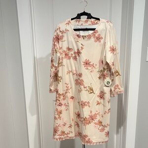 Spartina 449 Floral Long Sleeve Dress in Cream and Pink